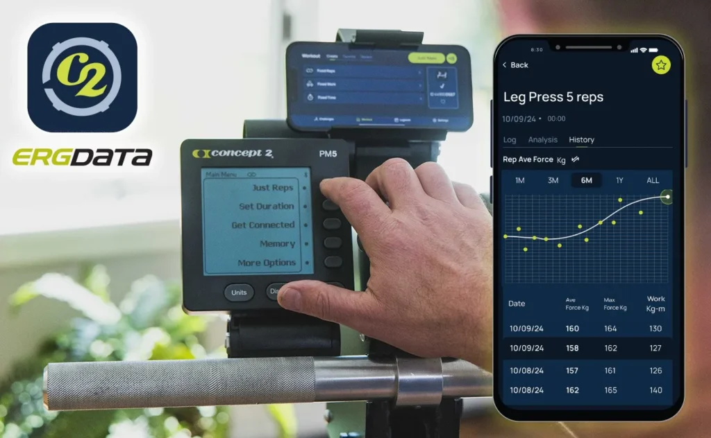 Concept2 StrengthErg styrketräning app PM5-monitor