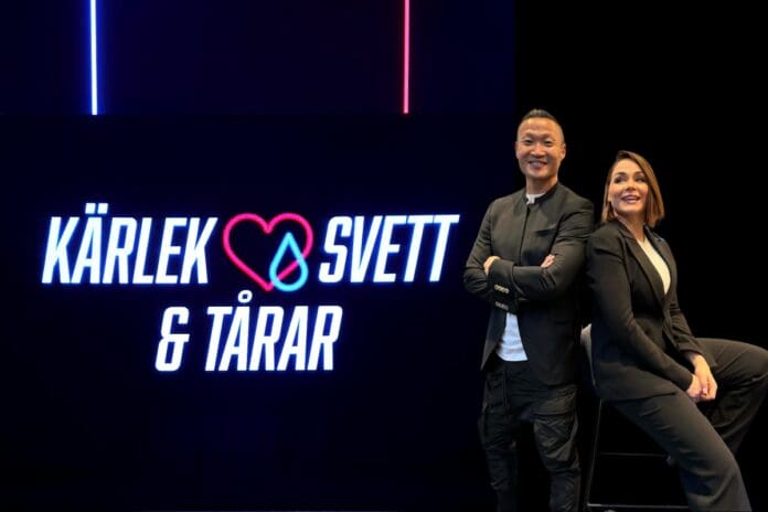 Kärlek, svett och tårar. Programledare Mårten Nylén och Berna Berna Inceoglu